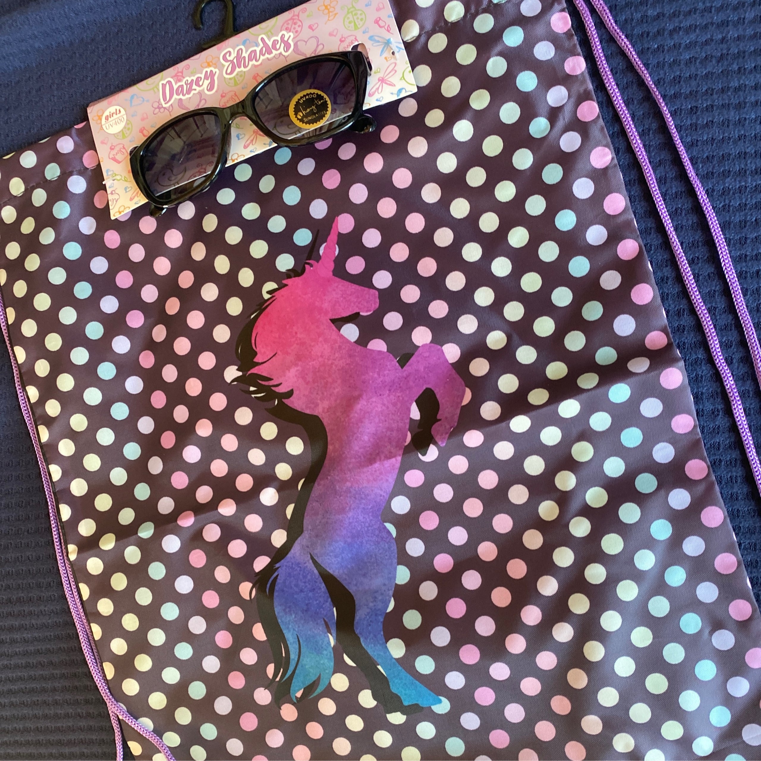 Girls Unicorn Sunglass Cinch Bag Set